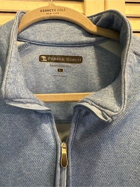 Pebble Beach Men's Light Blue Zip-Up Sweater